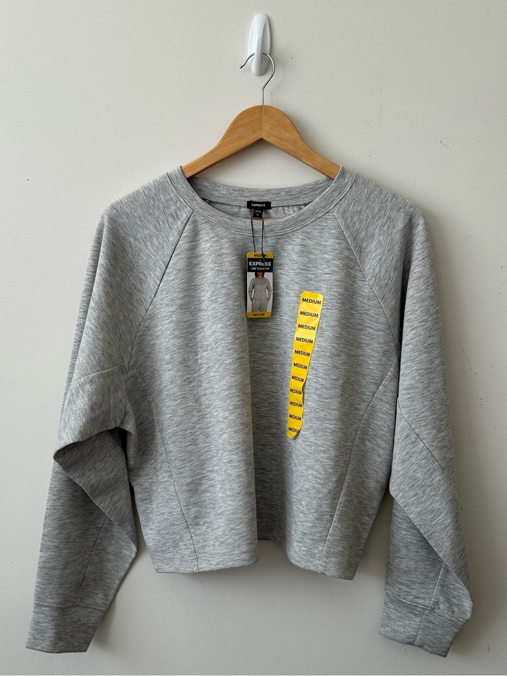 Express Women’s Long Sleeves Pullover Tops Light Grey New